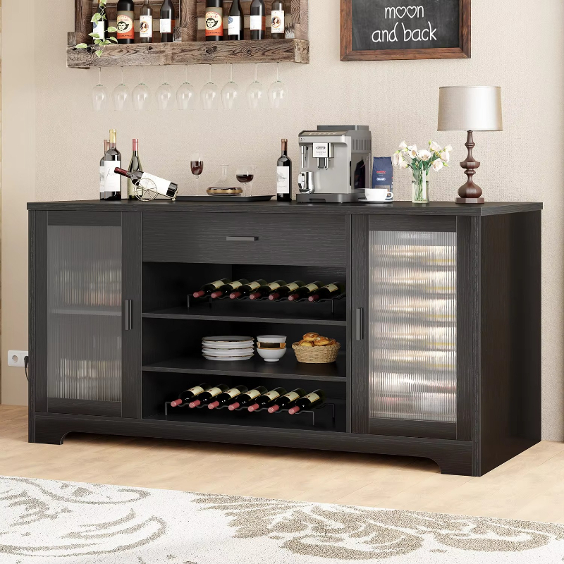 Commercial Kitchen Refrigerator - Wooden wine family bar cabinet with