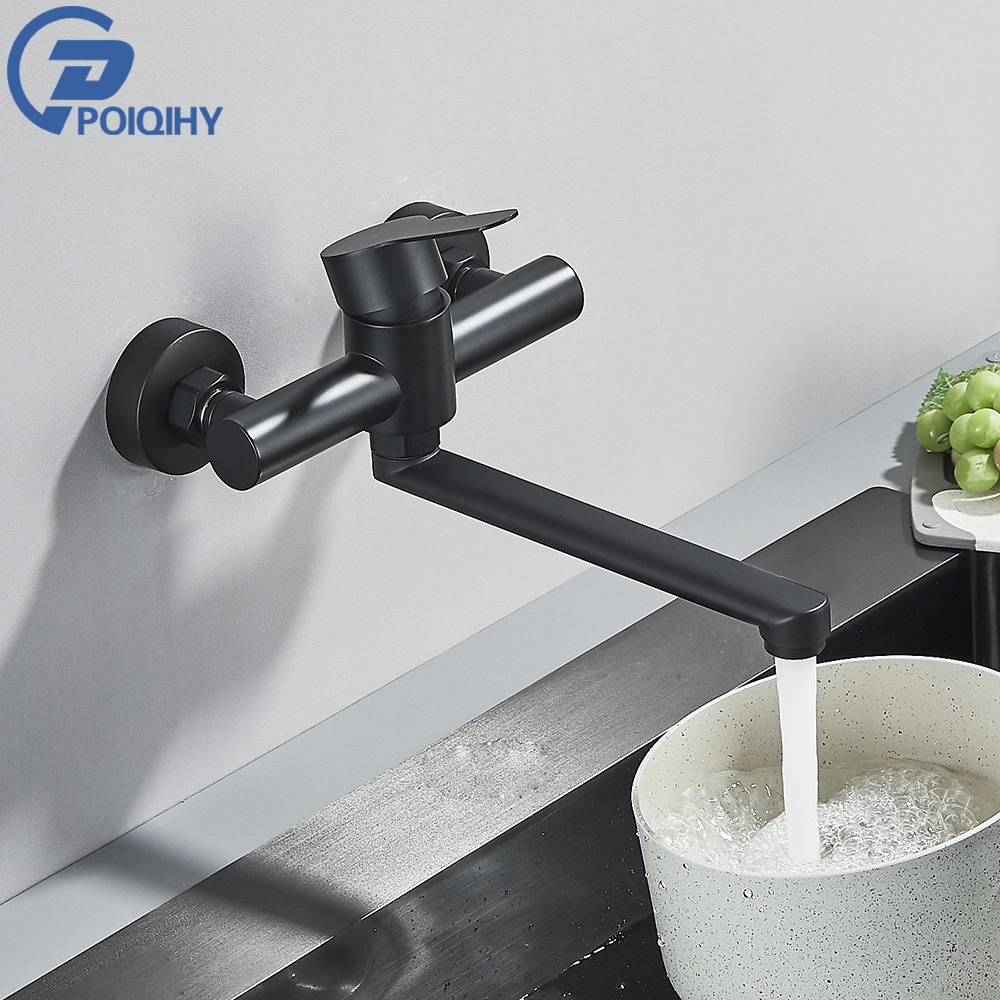 Commercial Kitchen Faucets - Black Wall Mounted Kitchen Faucet 360