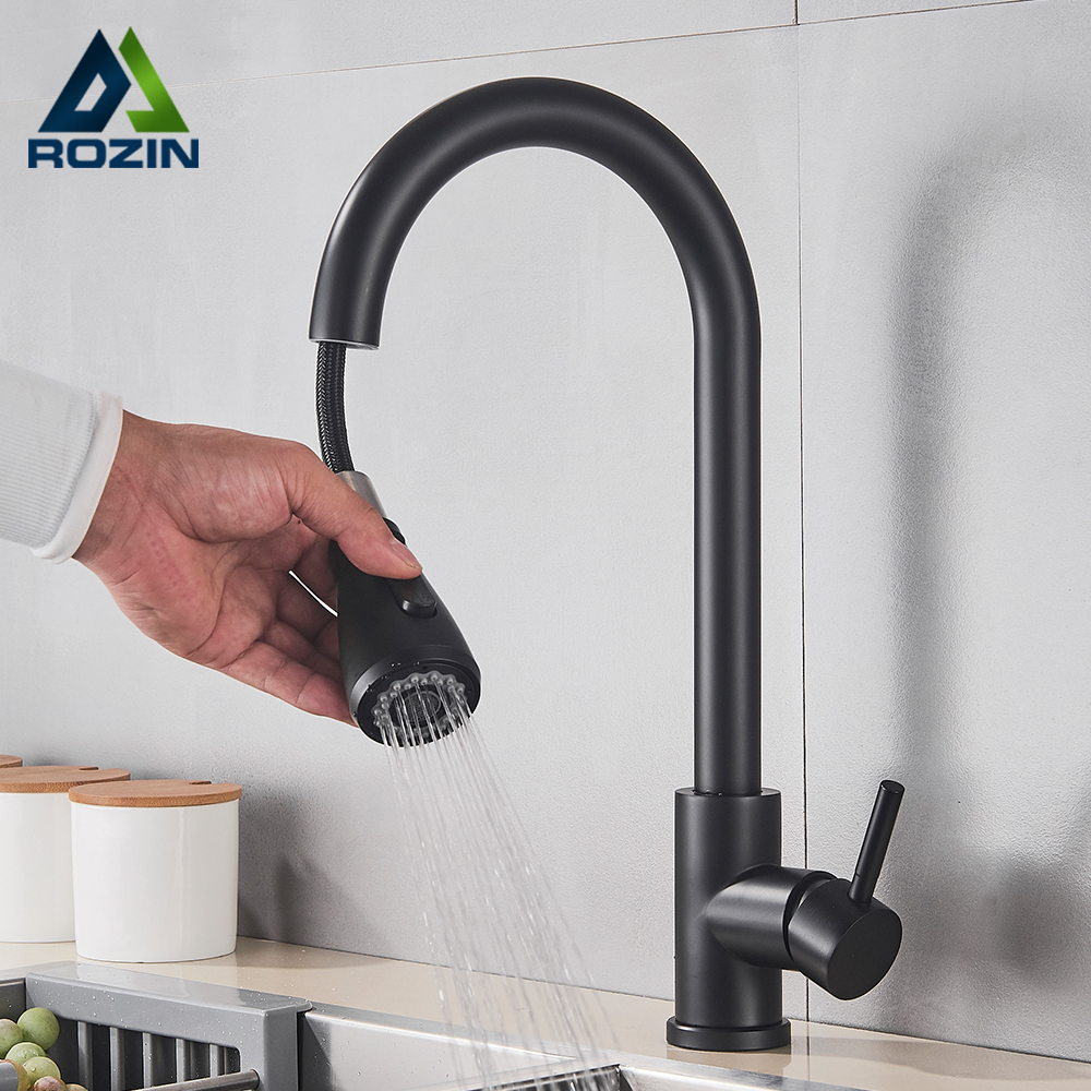 Commercial Kitchen Faucets - Rozin Black Kitchen Faucet Single Hole