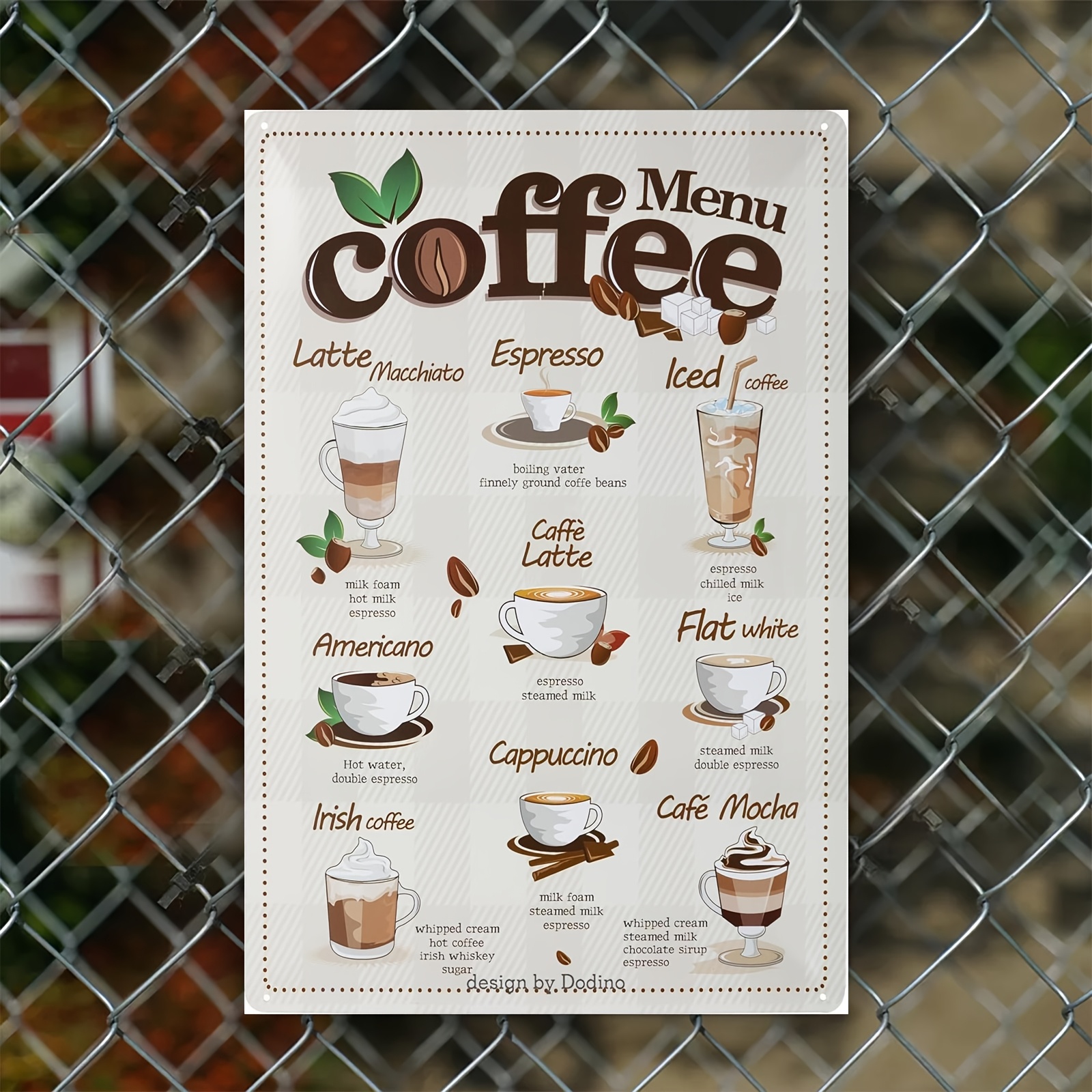 Commercial Kitchen Setup - Art Decor Style Coffee Menu Tin