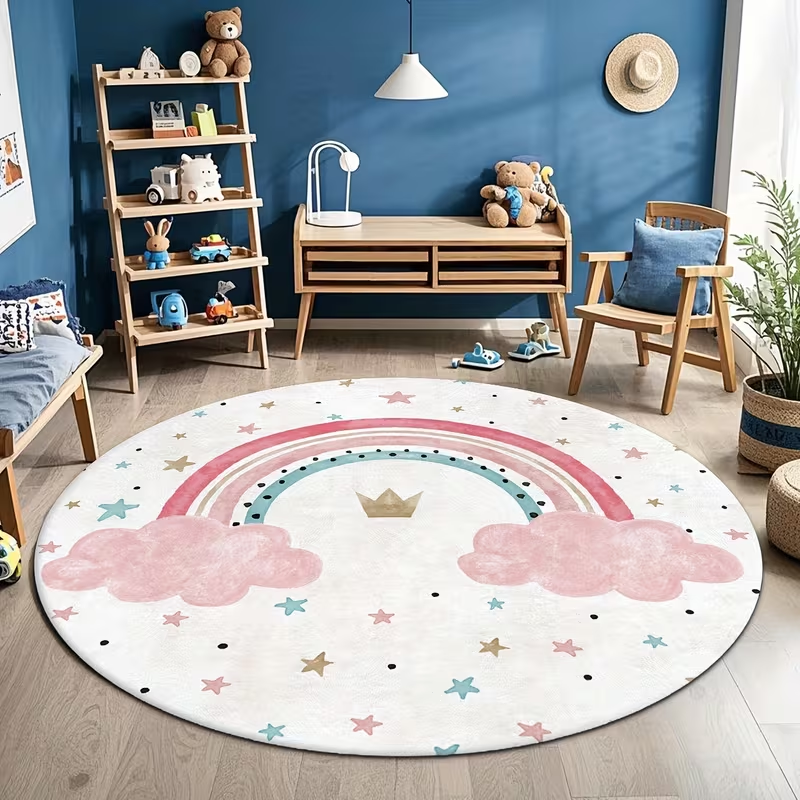 Commercial Dishwasher Table - Beautifully Round Casual Rug WIth Pink