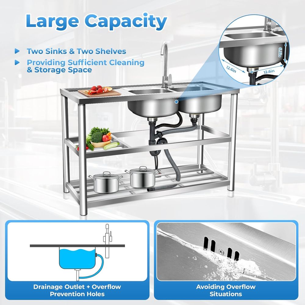 Commercial Stainless Steel Dou - Commercial Kitchen Faucets recension och pris