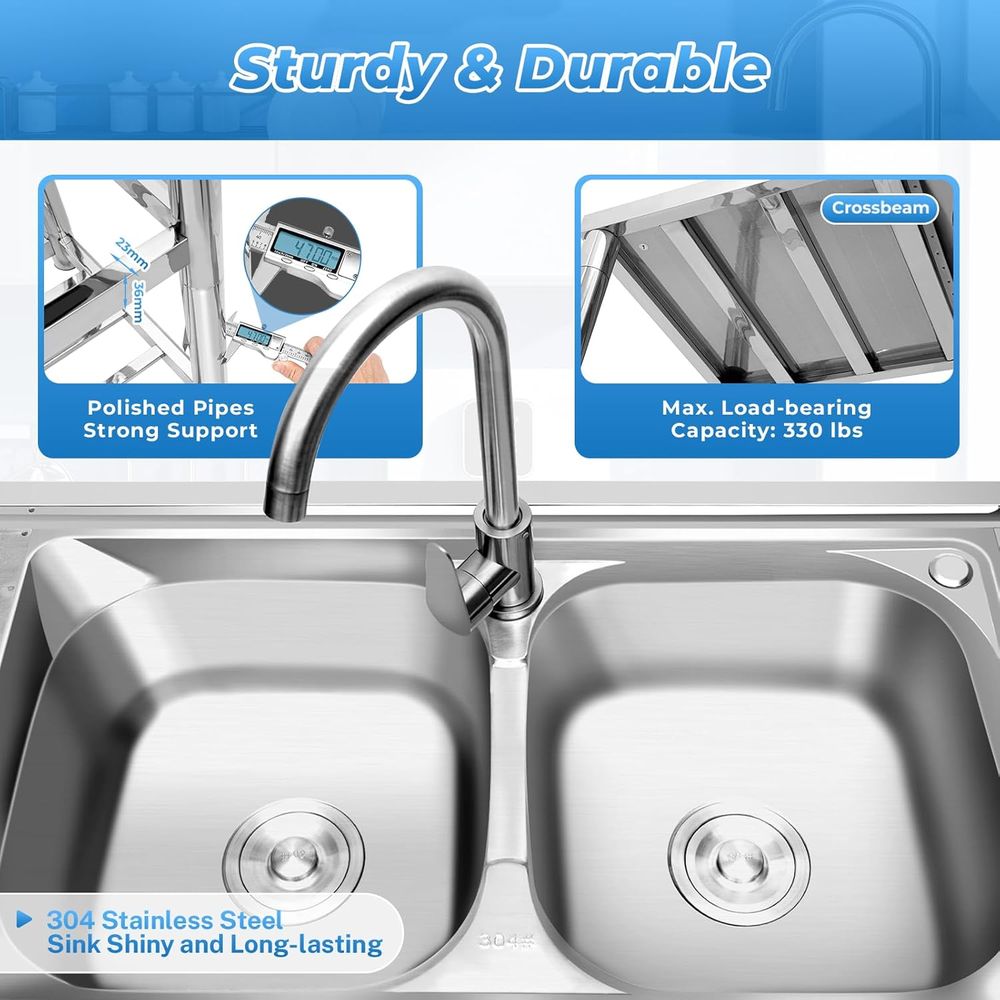 Commercial Stainless Steel Dou - Commercial Kitchen Faucets recension och pris