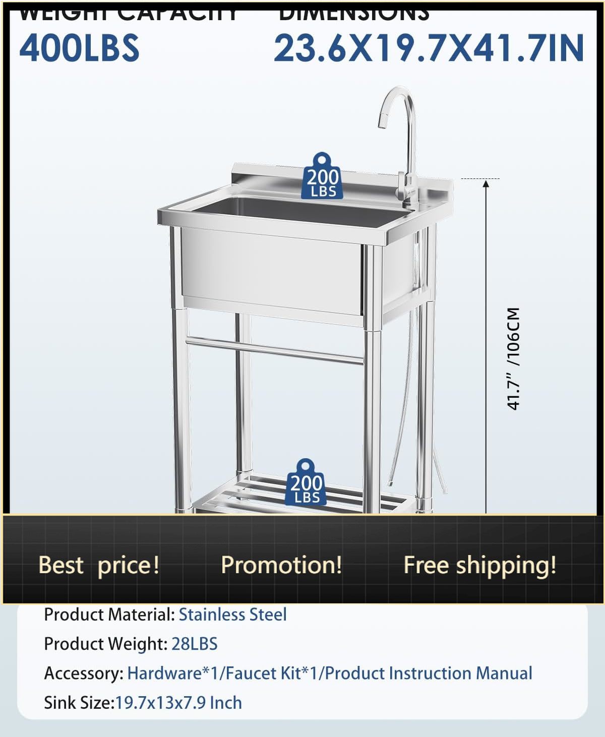 Stainless Steel Utility Sink,  - Commercial Kitchen Faucets recension och pris