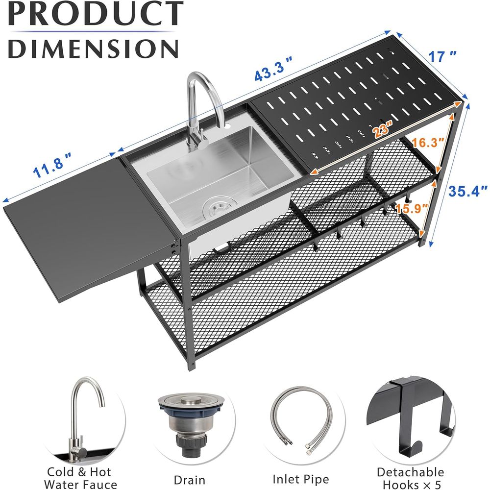 55 Stainless Steel Single Bowl - Commercial Kitchen Faucets recension och pris
