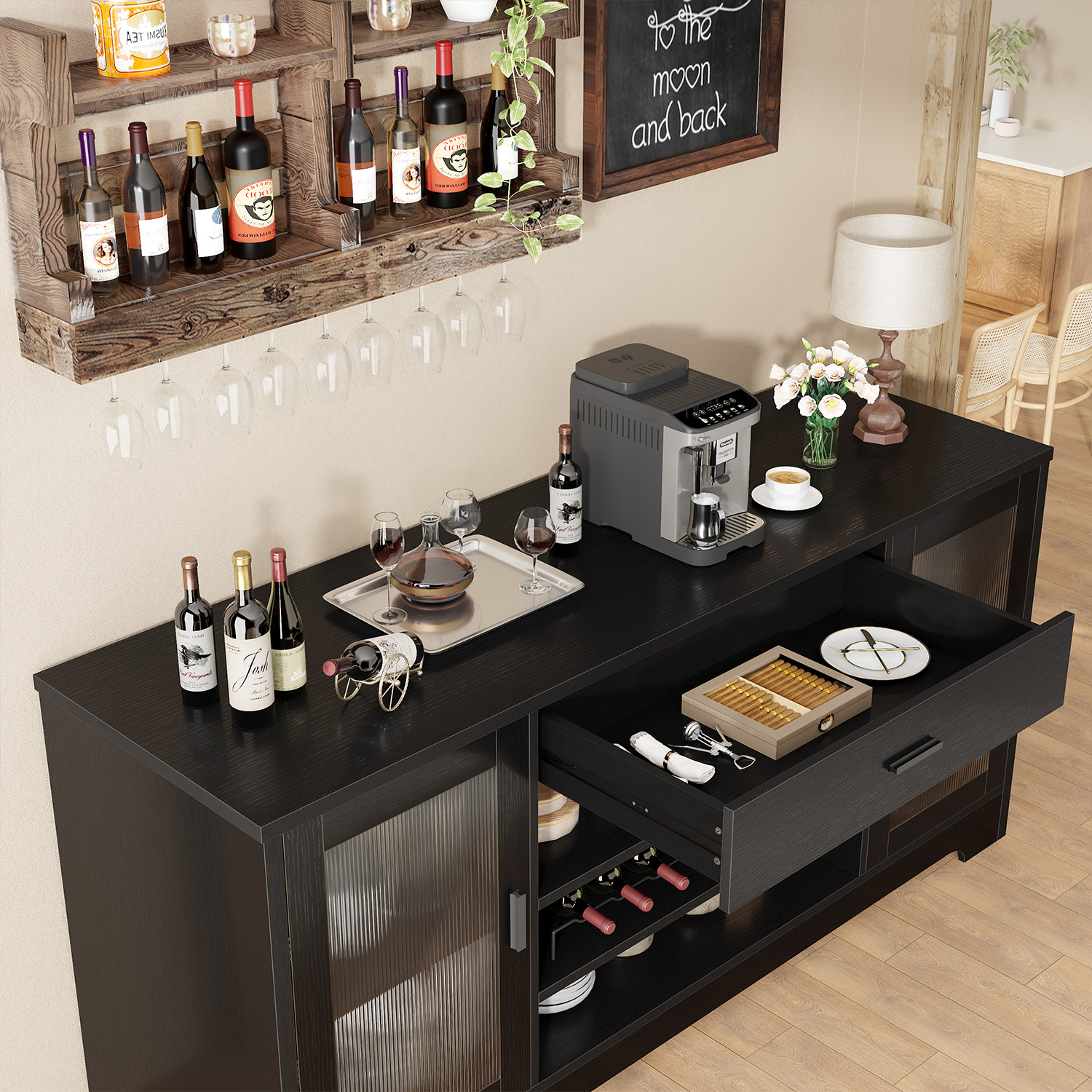 Wooden wine family bar cabinet - Commercial Kitchen Refrigerator recension och pris