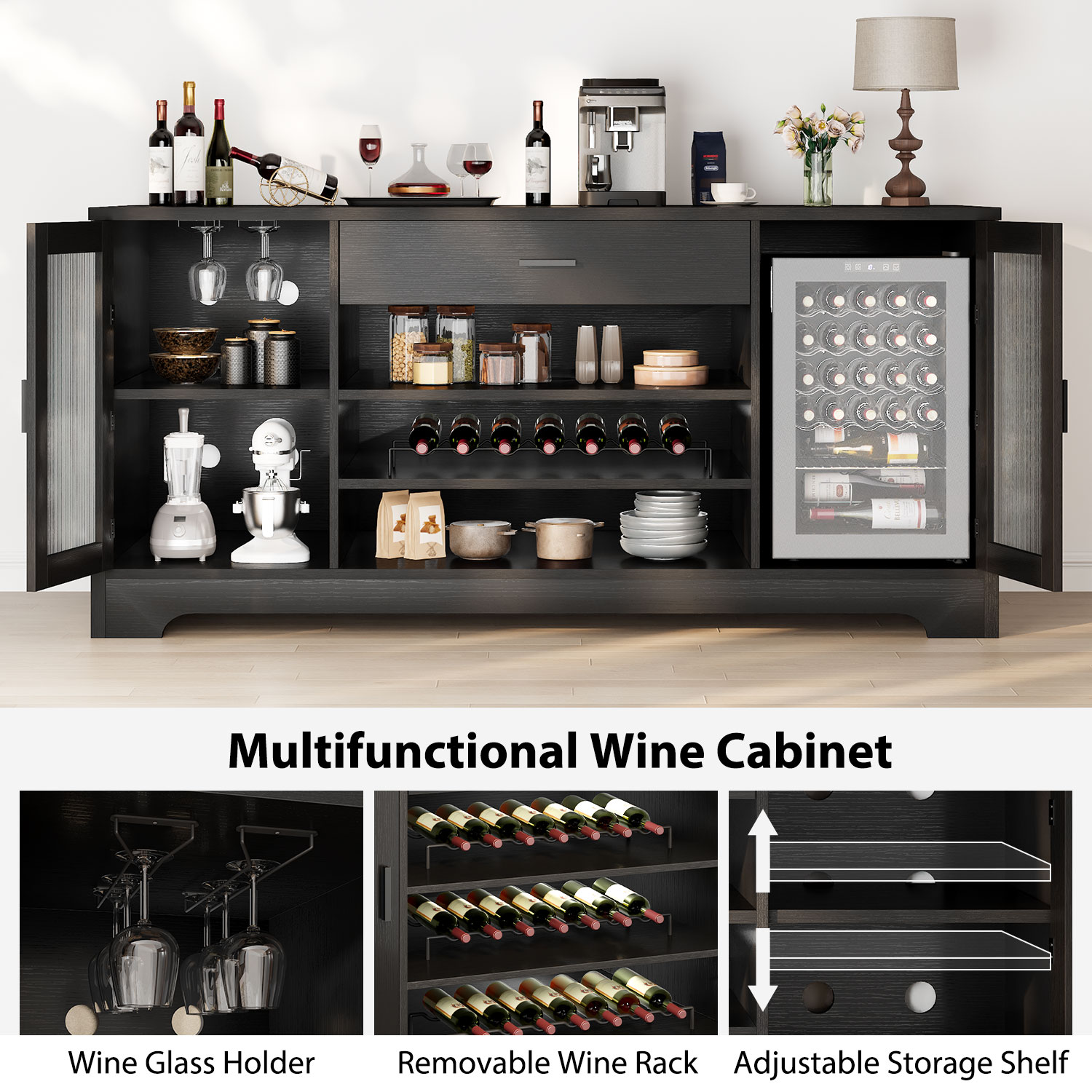 Wooden wine family bar cabinet - Commercial Kitchen Refrigerator recension och pris