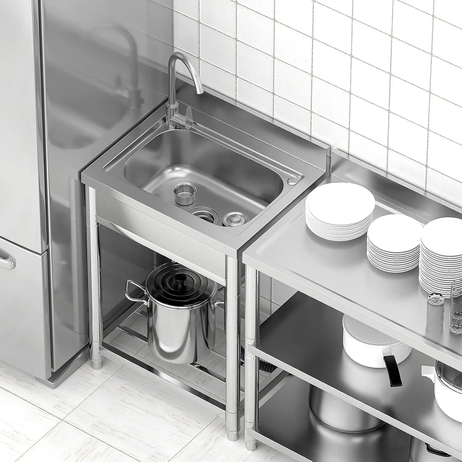 Free Standing Stainless-Steel  - Commercial Kitchen Faucets recension och pris
